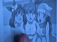 Three Anime Women Ejaculate On Top Of A Pokemon Character In An Adult Video